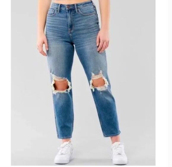 Hollister Denim - Hollister Ultra High Rise Mom Jeans 28 6 Medium Dark Wash Women's Distressed